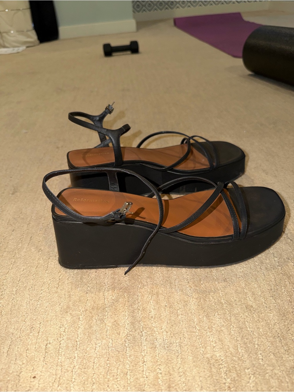 Reformation black wedges